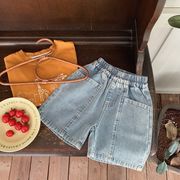 2025春夏子供服 シンプル デニムパンツ ボトムス ジーンズ 男女兼用 キッズ服 ショートパンツ[80~130cm]