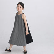 CHUNZ☆2025夏新作 親子コーデ女の子ストライプ柄無地切替風キャミソールワンピース