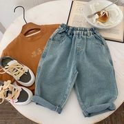 2025春秋子供服 カジュアル系 デニムパンツ ボトムス ジーンズ 男女兼用 キッズ服 ロングパンツ[80~130cm]