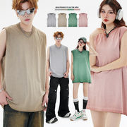 メンズ ビンテージ風 無地 タンクトップ 男女兼用 ノースリーブ トップス 春夏 2025新作★全4色