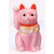★開運招福　薬師窯招き猫★　お目出度い「縁起の置物」【桜づくし　招き猫(桃・大)】