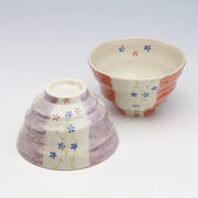 「毎日使う器」　小花つづり　軽々飯碗【紫／紅】