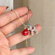 カラフル M&M's 犬 バルーン ペンダント ネックレス 女性 2024新作