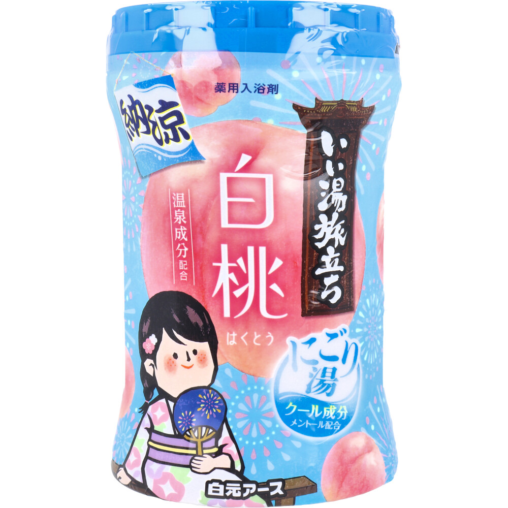 いい湯旅立ち 薬用入浴剤 納涼にごり湯 白桃の香り 500g