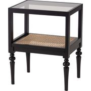 サイドテーブル/　ソファサイドテーブル 木製 天然木 ラタン 籐 幅40cm 高さ50cm 透明 収納 棚