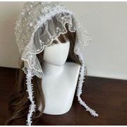 スカーフ バンダナ  レース 小物 蝶結び 日除け 日焼け対策 頭巾 レディース