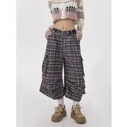 パンツ ボトムス ワークパンツ カーゴパンツ チェック柄 格子柄 ７分丈