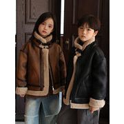 【2025秋冬新作】韓国風 子供服  キッズ シープ調 スエード風アウター  コート   90-170cm