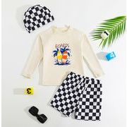 【2026夏新作】キッズ 水着 男の子 セパレート トップス ラッシュガード 長袖 パンツ キャップ 3点セット