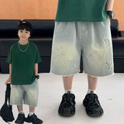 2025春夏子供服 シンプル デニムショートパンツ 韓国風 ボトムス ジーンズ 男女兼用[90~150cm]