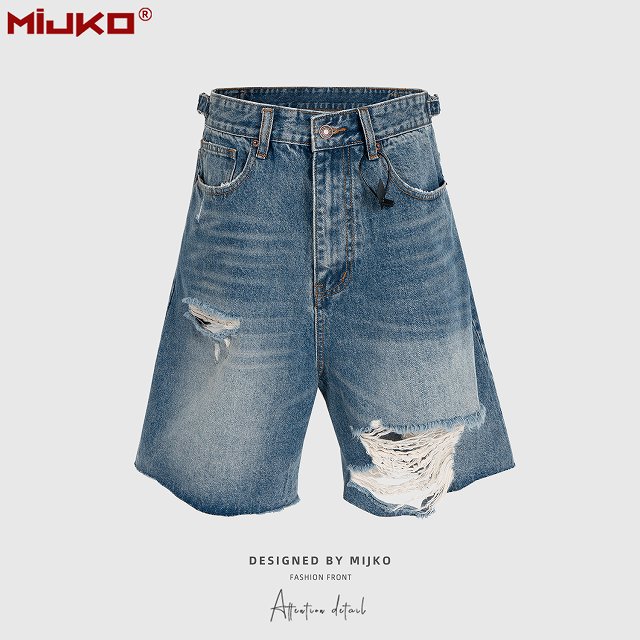 25SS【MM6】ダメージ加工デニム ショートパンツ MM6 Maison Margiela｜ダメージ加工デニムショーツ