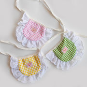 ペット用よだれかけ スタイ こぶた チェック柄 首飾り ハーネス アクセサリー 小型犬用 猫用 ペット用 装飾