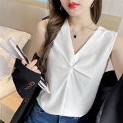 全4色・Vネック・おしゃれ・トップス・Tシャツ・夏新作 ・無袖・レディース服上着