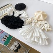 KAIW☆2025新作 ベビーコーデ ボタンダウンTシャツ+サスペンダーボディス 2点セット