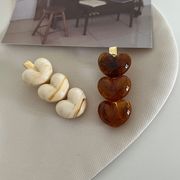 レトロ風アクリル琥珀グラデーションハートヘアクリップ 高級感 サイドクリップ ダックビルクリップ