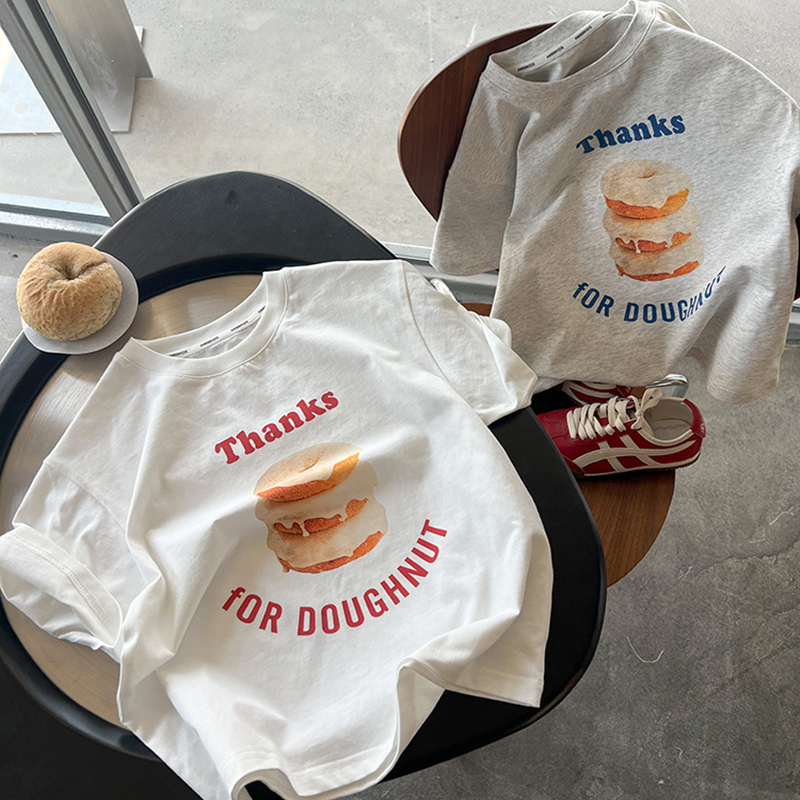 2025夏新作　子供服　半袖　Tシャツ　クルーネック　男女兼用　トップス　可愛い　プリント　柔らか　2色