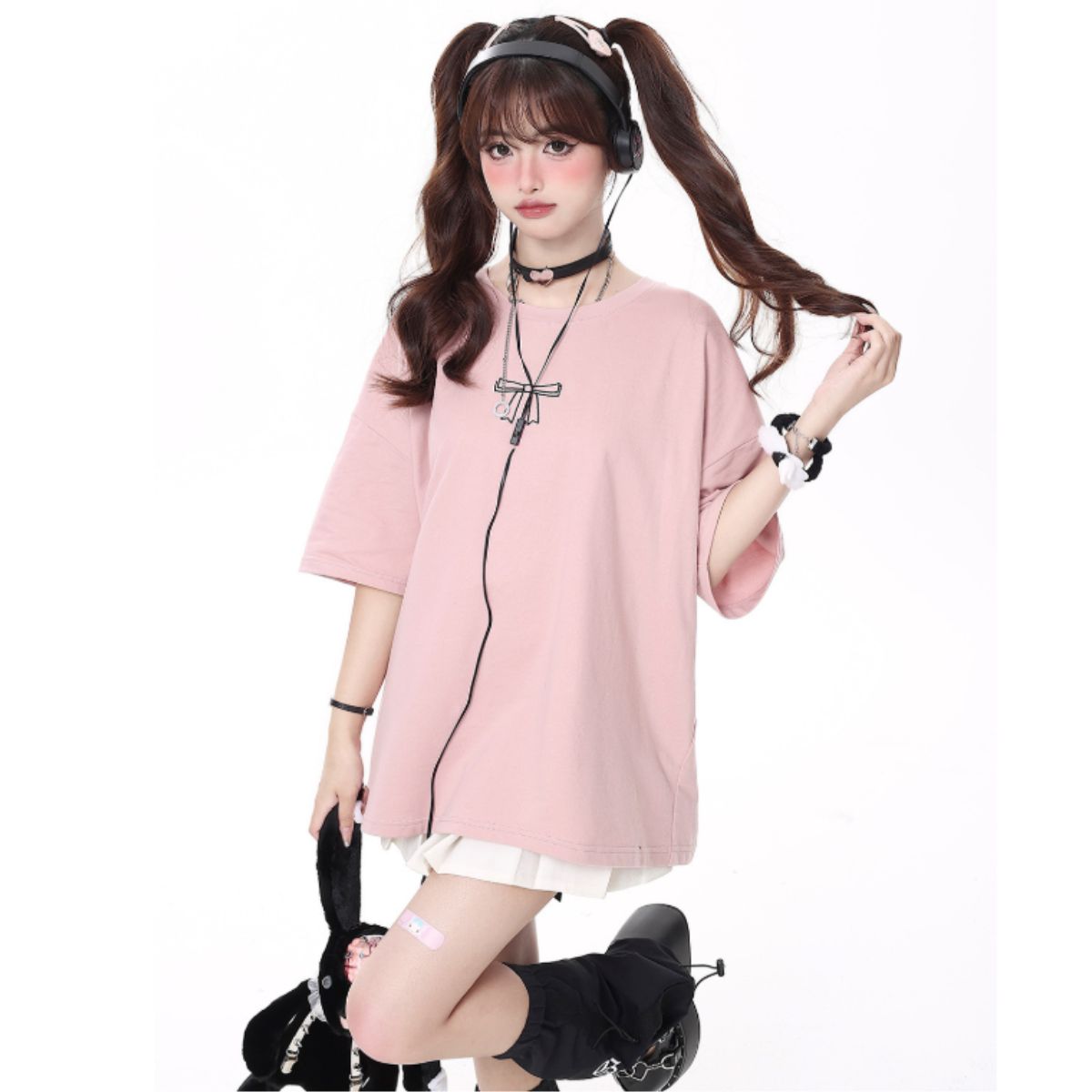 リッスンフレーバー　半袖ジャージ　サブカル系　春夏　アウター　韓国ファッション サイバーチャイナ半袖ジャージ【BLACK×WHITE】｜LISTEN FLAVOR