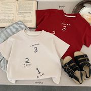 全2色[80-130cm] 女の子男の子 プリント 半袖Tシャツ 韓国風 トップス  カットソー 春夏 キッズ 子供服