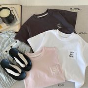 全2色[80-130cm] 女の子男の子 プリント 半袖Tシャツ 韓国風 トップス  カットソー 春夏 キッズ 子供服