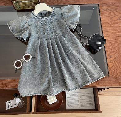 2025夏新作 韓国風 ベビー服 キッズ 子供服 トップス 無袖 デニムワンピース 90~150cm