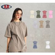 メンズ ビンテージ風 無地 半袖 Tシャツ 男女兼用 ショートパンツ セットアップ 2025新作 春夏★全9色