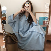 【Women】2022年新作　ロング丈長袖ワンピース　オーバーサイズ　エレガント　全4色　韓国ファッション