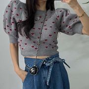 【春新作】韓国風レディース服　春　優しい 半袖セーター　ニット きれいめ