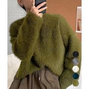 【日本倉庫即納】 シャギーニットトップス クルーネック長袖