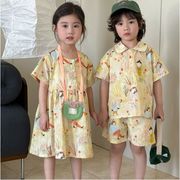 2025夏新作 韓国風子供服 キッズ服 半袖 トップス+ズボン 男女兼用 カジュアル 80-150cm 2点セット