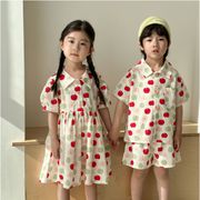 2025夏新作 韓国風子供服 キッズ服 半袖 トップス+ズボン 男女兼用 カジュアル 80-150cm 2点セット