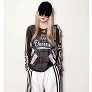 トップス レディース Tシャツ 長袖  ブラウス   シースルー メッシュ