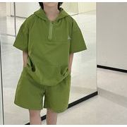 【2点セット】2025春夏新作 子供服  ベビー服  アパレル   半袖  コート+ショットパンツ   男女兼用