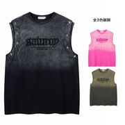 メンズ アメリカンヴィンテージ風 ウォッシュ加工 ノースリーブタンクトップ ストリート系★全2色