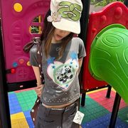 トップス カットソー Tシャツ 半袖 プリント クルーネック ラウンドネック レディース