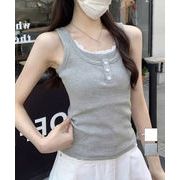【日本倉庫即納】 タンクトップ Uネック 韓国風 重ね着