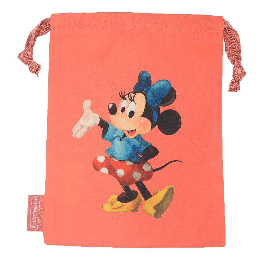 【巾着袋】ミニーマウス 巾着M きんちゃくポーチ American Paradise ポーズ