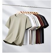 メンズ ユニセックス 無地Tシャツ 半袖トップス ラウンドネックカジュアル ゆったり 男女兼用★全9色