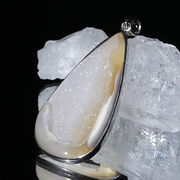 ドゥルージーアゲート ビッグ スター ③ 電気メッキ天然石ドゥルージーアゲートビーズ フラットラウンド 片穴