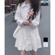 【日本倉庫即納】 ティアードチュニックシャツ フレアシャツ