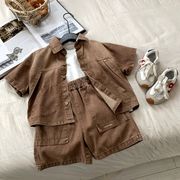 2025新作 韓国風子供服  男の子 半袖 デニム   シャツセット   3点セット 100cm-150cm