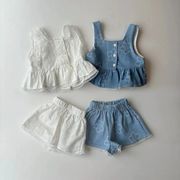 全2色[73-120cm]  子供2点セット タンクトップ+パンツ セットアッブ 女の子 ベビー キッズ 子供服
