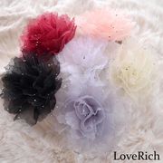 2043キラキラコサージュ ヘアアクセサリー 花魁 着物 浴衣 コサージュ 花 ブローチ 帯飾り