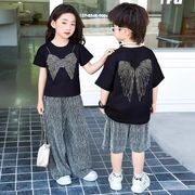 2025夏新品　子供服　キッズ　トップス+ズボン　セットアップ　100-160cm