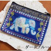 スパンコール象 小さなポーチ