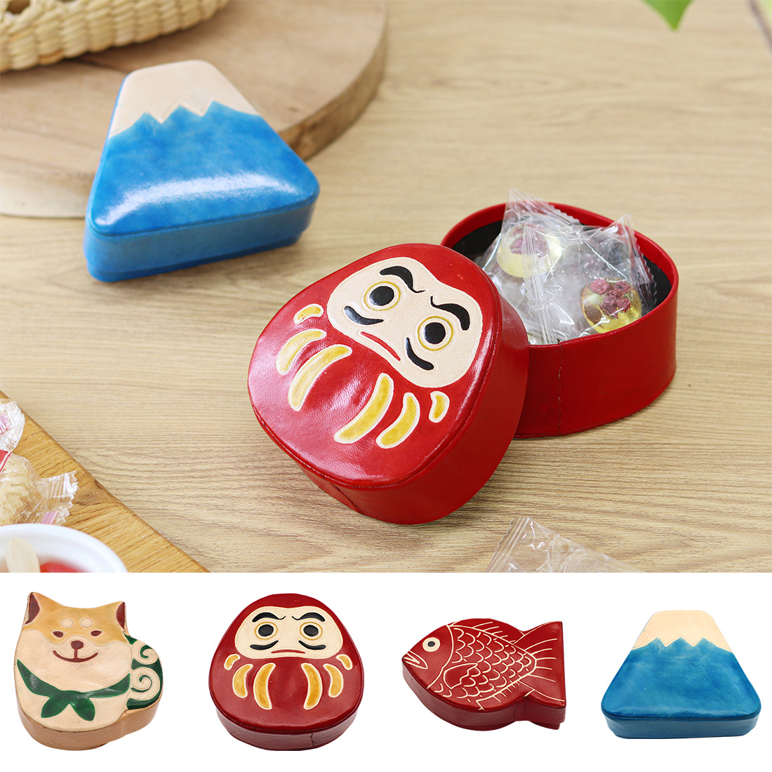 ヤンピーボックス ジャパン[小物入れBOXヤギ革日本土産和柴犬しばけんダルマ富士山ギフトプレゼント25AW]