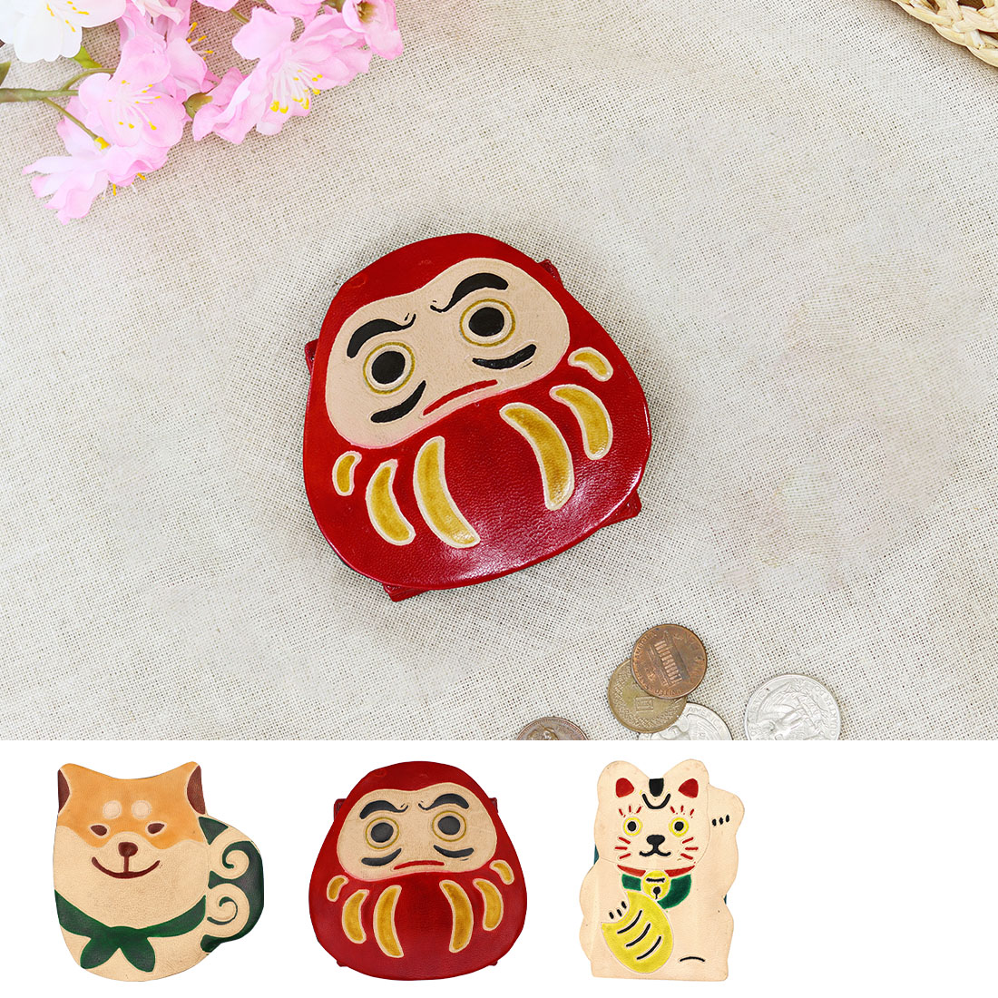 ヤンピーコインパース ジャパン[財布コインケース小銭入日本土産和柴犬ダルマねこネコギフト25AW]