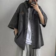 2025春夏メンズ服 カジュアル系 デニム半袖シャツ 韓国風 Ｔシャツ トップス カーディガン 2色展開[M~3XL]