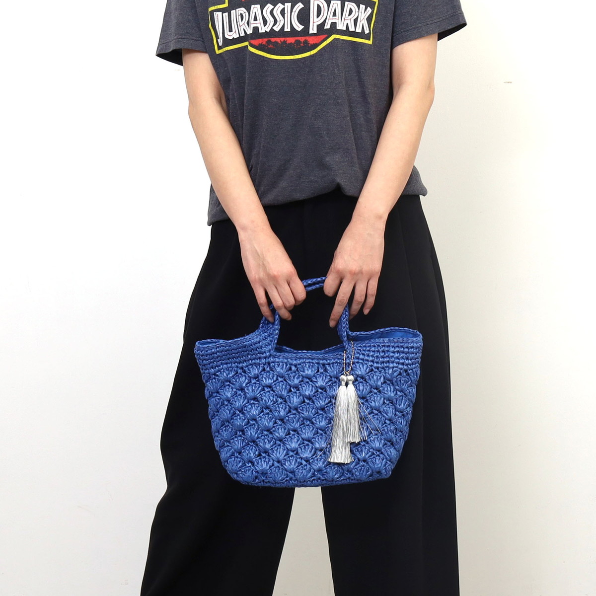 ★【COOCO クーコ】カラフル PPヒモ柄編み かごバッグ かごバッグ