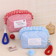 化粧ポーチ 多機能　収納ポーチ　小物収納　韓国ファッション　かわいい 　ミニーポーチ　チェック柄