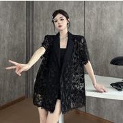 アウター スーツ レース 切り替え 透かし シースルー レディーストップス